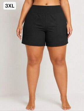 NWT.Baleaf Black High-Waist Athletic Shorts with Front Pockets. Size 3XL.